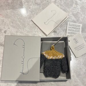 Brunello Cucinelli Gray and Gold Knit Sweater Ornament